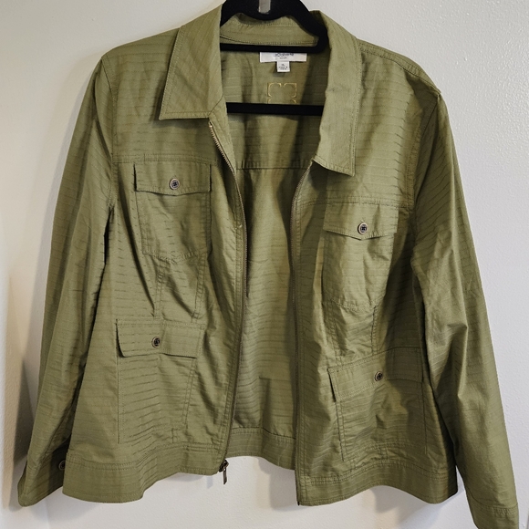 Liz Claiborne Jackets & Blazers - Liz Claiborne Miliary Camo Style Jacket Olive Green with Pockets Size XL